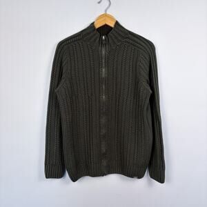 Fly3 Cable Cable Knit Cashmere Full Zip Sweater Olive Green